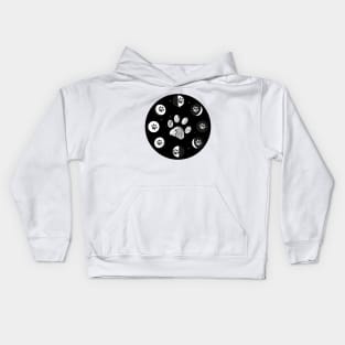 Paw print and moon phases Kids Hoodie